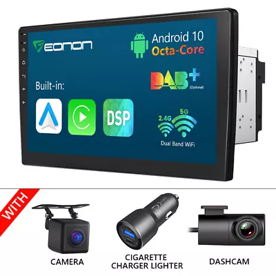 CAM+DVR+Android 10.1  IPS 8Core Double Din Car Stereo CarPlay Radio GPS WiFi DSP • $223.73