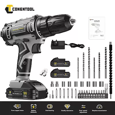 18V 40Nm Cordless Drill Electric Screwdriver Driver Drill +2 Batteries + Charger • £28.49