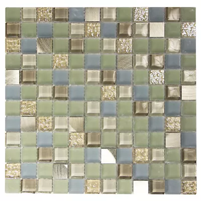 Mosaic Tile Glass Marble  Metal Coeus Squares Kitchen Wall Backsplash Green • $34.70