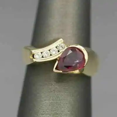 2.20 Ct Pear Simulated Garnet Women Wedding Vintage Ring 14K Yellow Gold Plated • $85.22