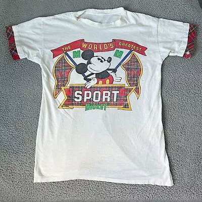 Vintage Mickey Mouse Shirt Adult Extra Large XL Whit Mens Disney 90s Plaid Sport • $28.75