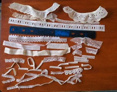 Lot Of 1  To 13  Edging/Trim LACE Scraps 0.25  To 1.5  Wide White Ecru Vintage • $4.99