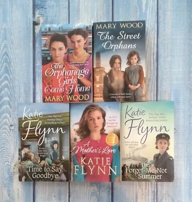 5 X Mary Wood & Katie Flynn Paperback Books - Job Lot (Family Drama Novels) • £8.40