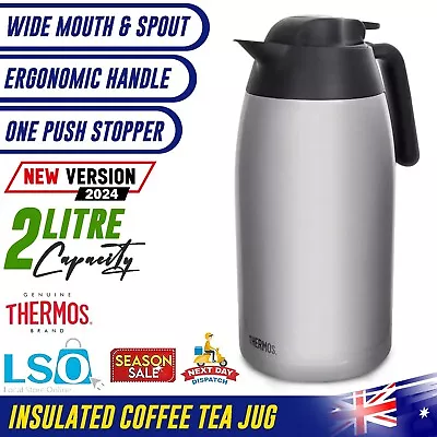 Thermos 2L Stainless Steel Vacuum Insulated Coffee Tea Jug Pot Carafe Flask • $74.97