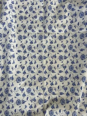 Vintage Laura Ashley  Floral Delft Blue & White Fabric 4.5 Yards  1981 Holland • $79.98