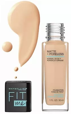 Maybelline Fit Me Matte + Poreless Liquid Foundation Makeup 1 Or 2 Floz Oil-Free • $4.45