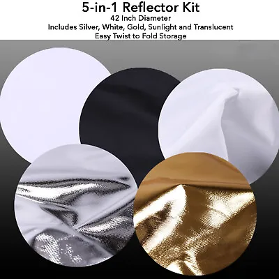 42  Photo Studio 5-in-1 Reflector Translucent White Gold Sunlight Silver • $22.95