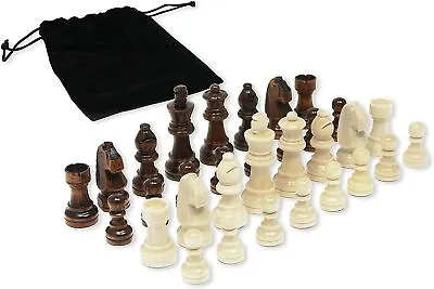 DA VINCI Staunton Wood Chess Pieces 32 Chessmen And Storage Bag (2.5 Inch King) • $14.99