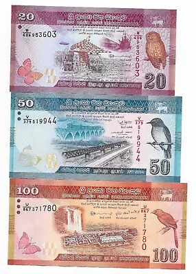 Sri Lanka 20 50 100 Rupees 2021 - 2022 UNC Short Set • £2.85