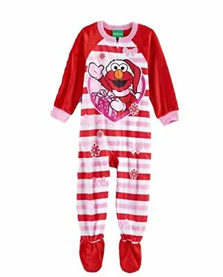 Sesame Street Santa Elmo Toddler Girl's Fleece Footed Christmas Pajama Sleeper • $19.99