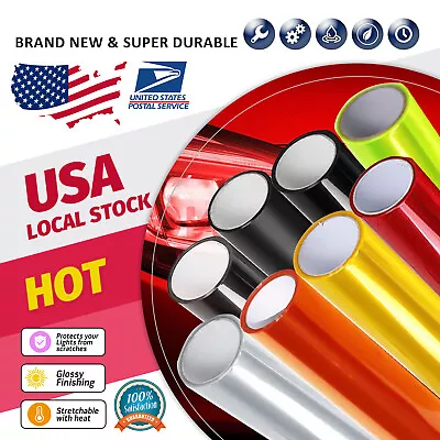 12  Wide Gloss Light Black Smoke Taillight Headlight Fog Light Tint Film Vinyl • $8.89