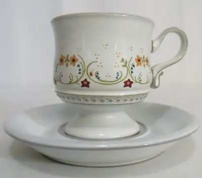 $33.75 • Buy Denby Pottery Avignon Footed Cup & Saucer Floral Garland Stoneware 1975-1982