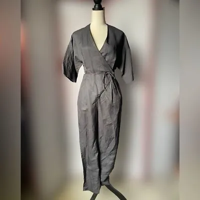 Mango MNG Committed Charcoal Gray Jumpsuit W/Wrapped Top & Pockets Size: Sm/Med • $14.99