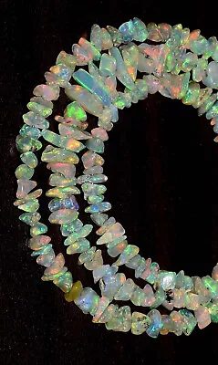 Natural Ethiopian Opal 925 Sterling Silver 12  Necklace 4-6 Mm Chips Beads ZA01 • $20.98