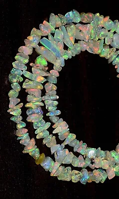 Natural Ethiopian Opal 925 Sterling Silver 14  Necklace 4-6 Mm Chips Beads ZA03 • $19.99