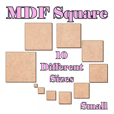 £26.99 • Buy Wooden MDF Square Shape Craft Tag Blank Embellishments Decoration 1cm To 10cm