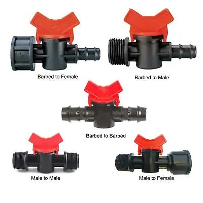 Irrigation Pipe Valves - Barbed Male Female 13mm 17mm BSP Watering • £5.45