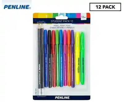 12PC Stationery Set BallPoint Pens Highlighters Pencil Office School Bulk • $5.49