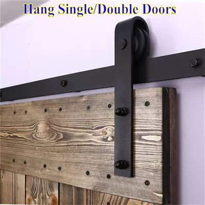 4-20FT Sliding Barn Door Hardware Closet Track Kit For Single/Double Wood Doors • $65.51