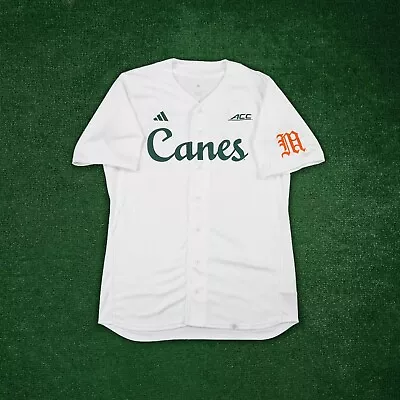 Miami Hurricanes Aggies NCAA Adidas Men's Official White Baseball Jersey HT1005 • $69.99