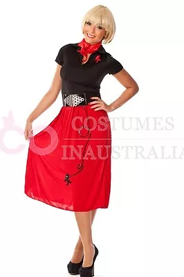 $37 • Buy Ladies 50s Costume 50's 1950s Style Red Poodle Bopper Womens Girls Fancy Dress