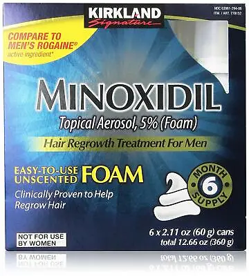 6 Months Kirkland Foam Minoxidil 5% Mens Hair Loss Regrowth Generic Treatment • $77.49