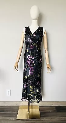 Y2K 90s VTG Alex Evenings Sz 6 Silk Blend Midi Dress Beaded Burnout Floral Fairy • $49.99