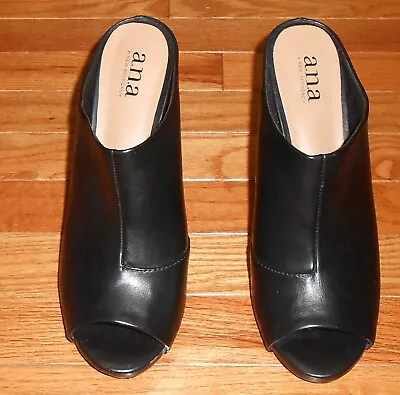 Women's A.n.a. Black Faux Leather High Heel Open Toe Shoes - Size 9 1/2 M (b) • $19.99