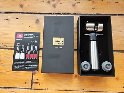 BRAND NEW Vacu Vin Wine Saver & Champagne Stopper Set In Black Gift Box • £20.99