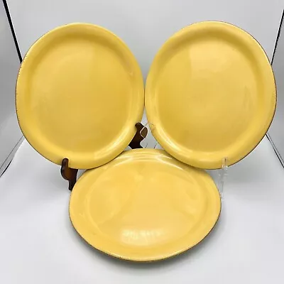 (3) Vietri Italy Dinner Plates 11  • Yellow With Green Underside • $59.95