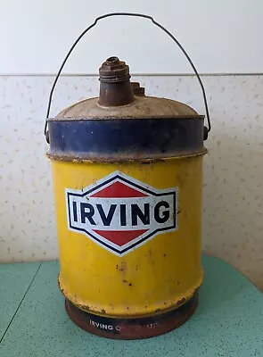 Vintage 5 Gallon Irving Oil Canada Diesel Oil Can • $58.49