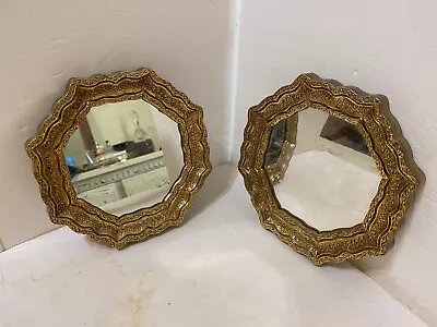 2 HOME INTERIOR Homco VINTAGE Small Dart Syroco Gold Framed Accent MIRRORS 7  • $28.99