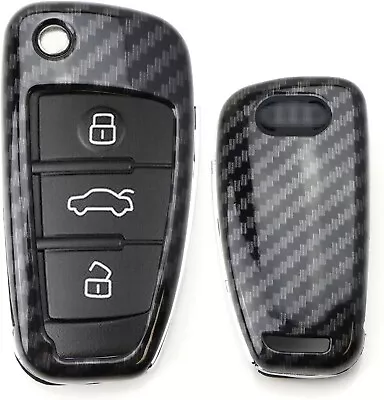  Carbon Fiber  Key Fob Shell For Audi A3 S3 A4 S4 A6 Q5 Q7 TT R8 Flip Blade Key • $17.99