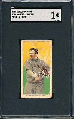 T206 SC 150 30: MORDECAI BROWN Cubs Shirt ~ SGC 1  • $249.50