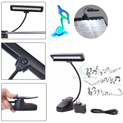 Black Flexible 9 LED Clip-On Orchestra Music Stand LED W/ Adapter Lamp Light • $12.49