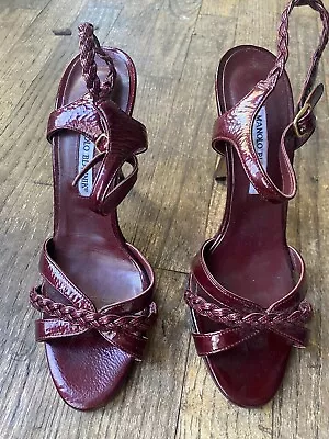 Manolo Blahnik 38.5 Strapped O Blood Stiletto Worn Once • $100