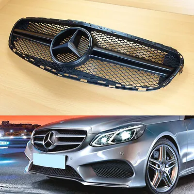 All Matte Black Front Grille 2014-2015 For Mercedes Benz E-Class W212 E63 A Look • $246.08