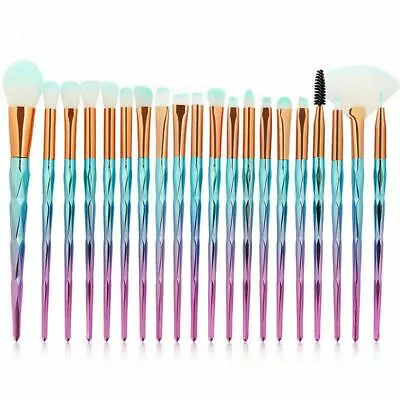 $17 • Buy 20x Fashion Design Make-up Brushes Diamond Unicorn Eyebrow Set Blue/Pink