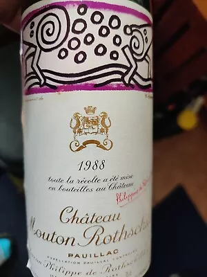 Original Keith Haring Labeled 1988 Chateau Mouton Rothschild /EMPTY BOTTLE • $485
