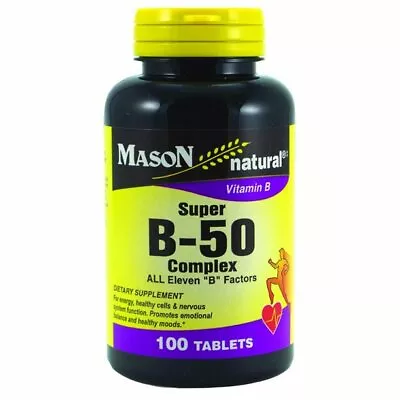 Mason Vitamins Super B 50 Complex All Eleven  B  Factors Tablets 100 Ct • $29.61