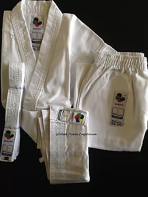 NEW ARAWAZA WHITE KIDS WKF KARATE SUIT LIGHTWEIGHT 8oz GI UNIFORM • £35.95