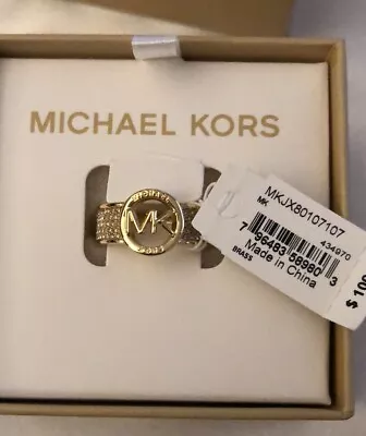 Michael Kors Gold Plated Over Brass Band With MK Logo Ring Size 7 NWT & Box • $59