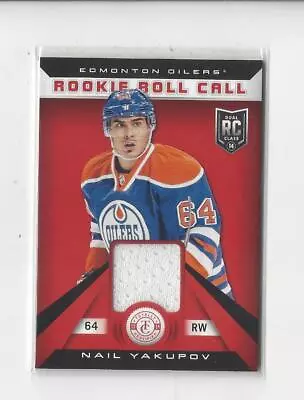 2013-14 Totally Certified Rookie Roll Call Red Nail Yakupov RC JERSEY Oilers • $2.49