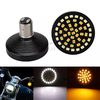 Motorcycle 1157 White & Amber LED Turn Signal Light Bulb For Harley Dyna Softail • $16.98