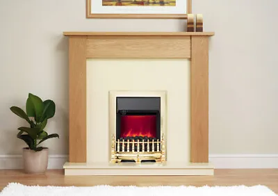 Linden 44  Electric Fireplace In Satin Oak | Black Or Marfil Back Panel & Hearth • £229
