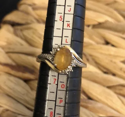 Alwand Vahan Sterling Silver 925 & 10K Yellow Gold Citrine Diamond Ring Size 6.5 • $45