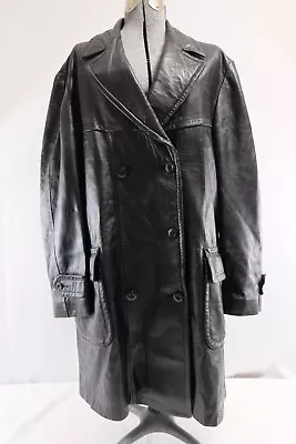 SCULLY Soft Leather Vintage 3 Button Black Blazer Sport Trench Coat Liner Sz. 46 • $129.99