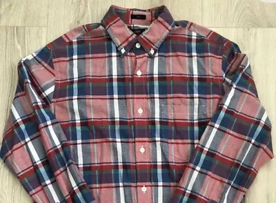 J Crew Slim Summer Plaid Men’s Long Sleeve Button Down Shirt Stripe Size Medium  • $15.39