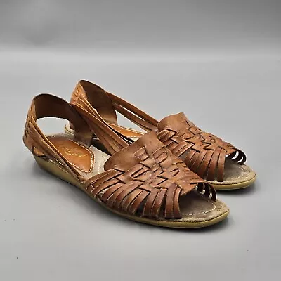 Yo-Yo's Women's Size 8 B Vintage Huarache Brown Leather Open Toe Sandals *Read • $23.49