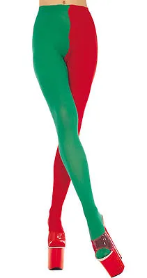 £9.59 • Buy Red + Green Jester / Elf Tights Sexy Christmas Style Fancy Dress Lingerie P748